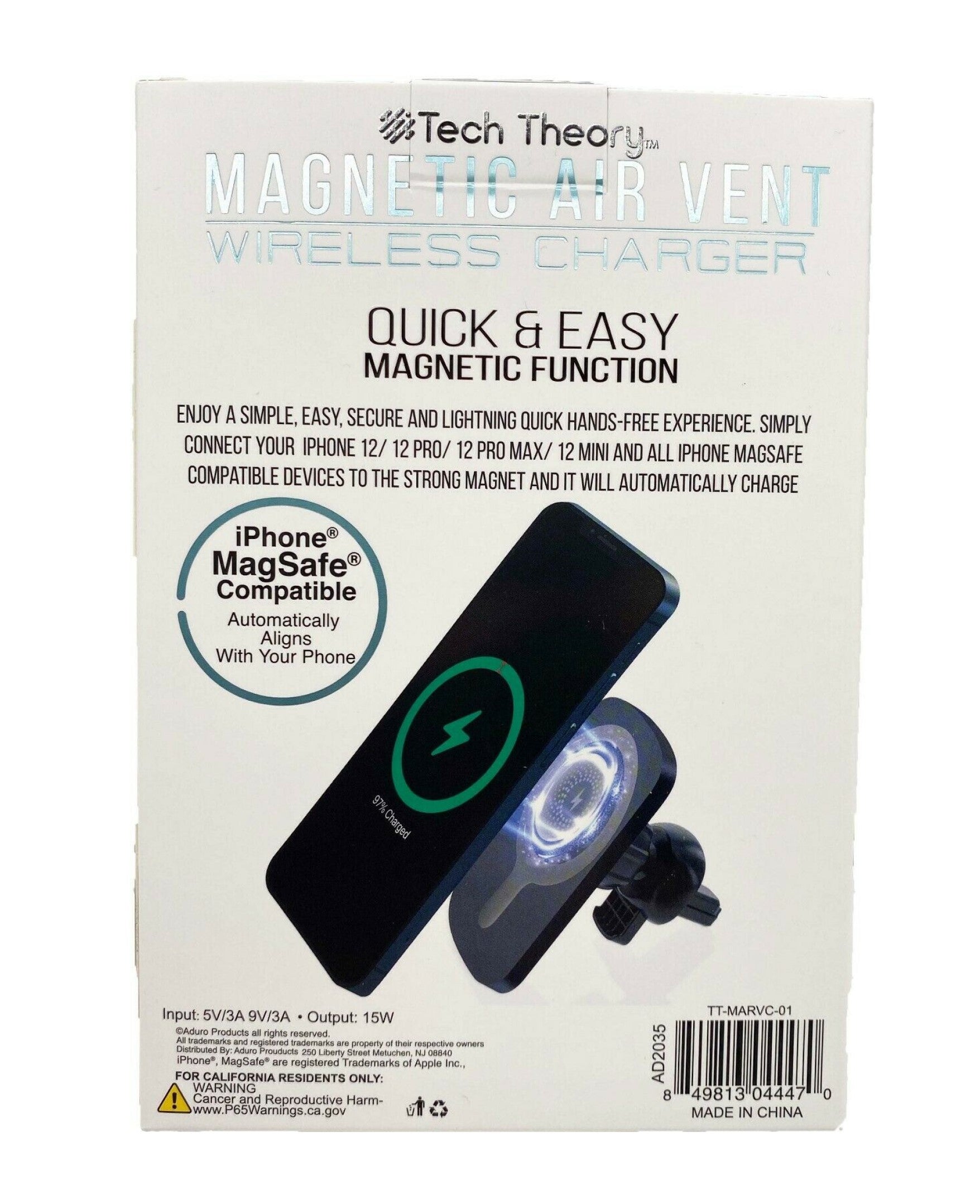 Tech Theory- Magnetic Air Vent Wireless Charger (iPhone MagSafe Compatible) (TT-MARVC-01