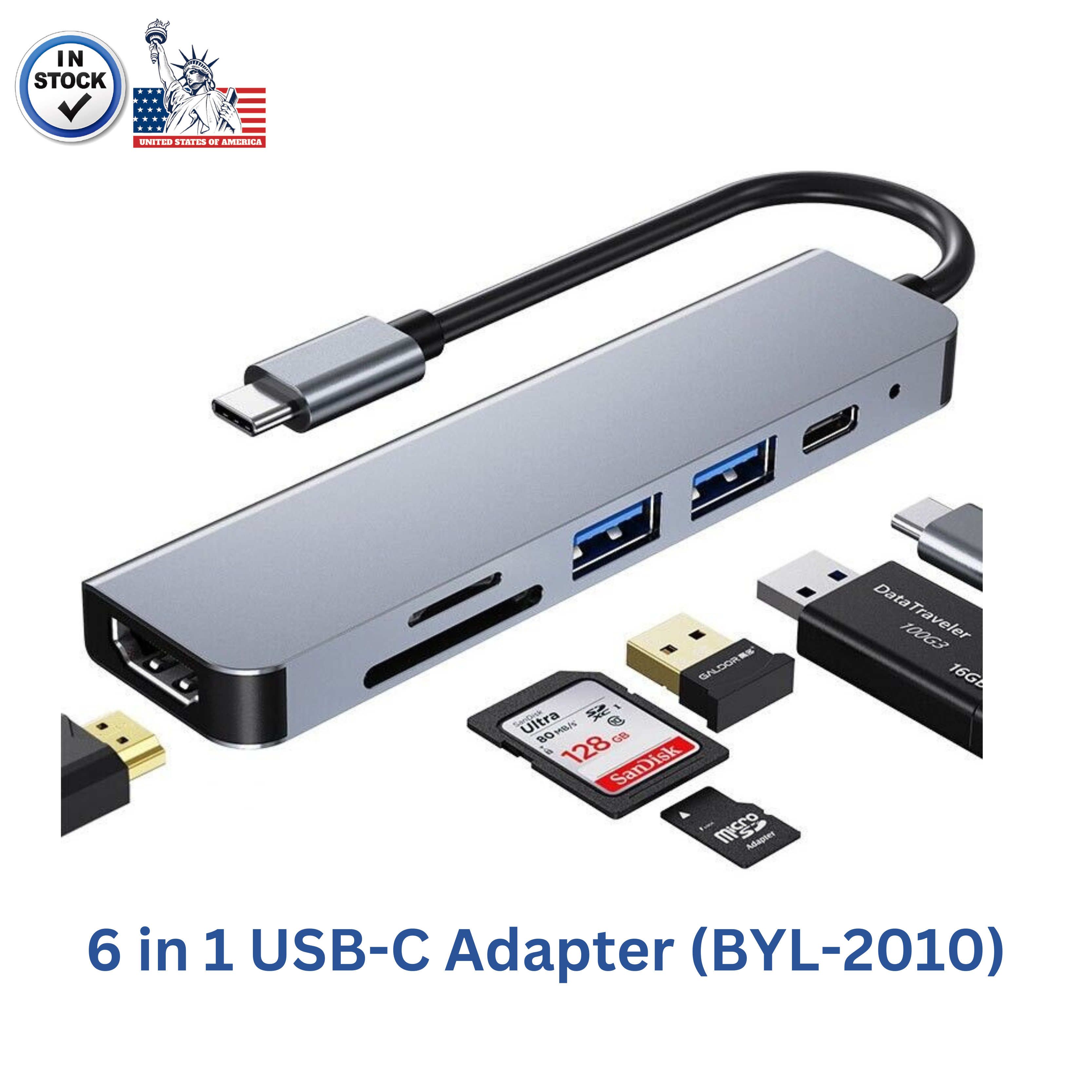 Type- C Adapter 6 in 1, USB- C To HDMI+ PD Adapter (BYL-2010)