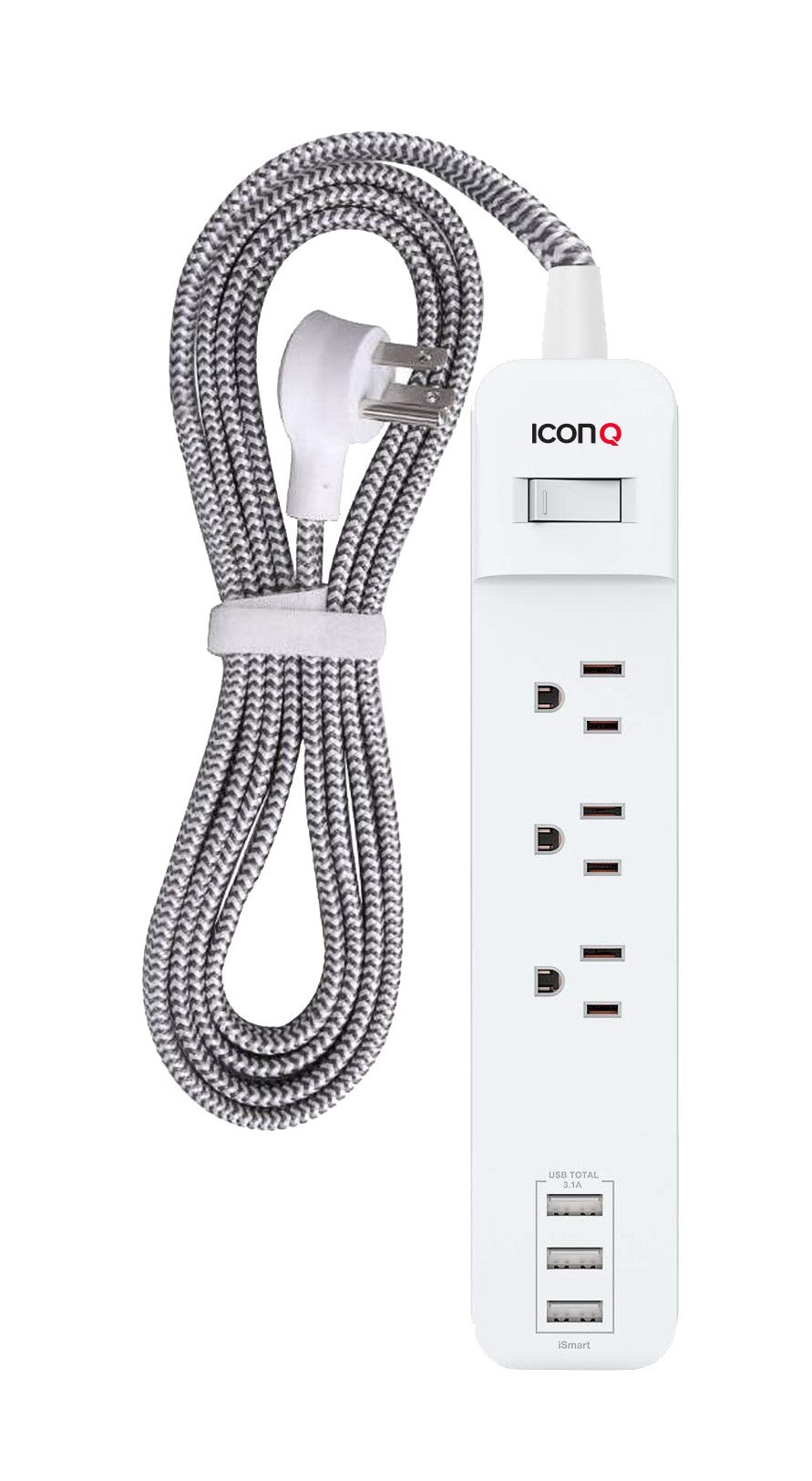 ICONQ - 3 Outlet + 3 USB Port Power Strip - IQ-200