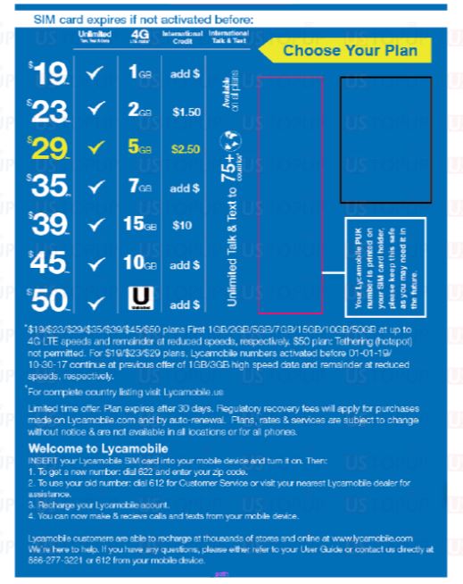 Sim Card- Lyca Mobile $29 plan (Prepaid)