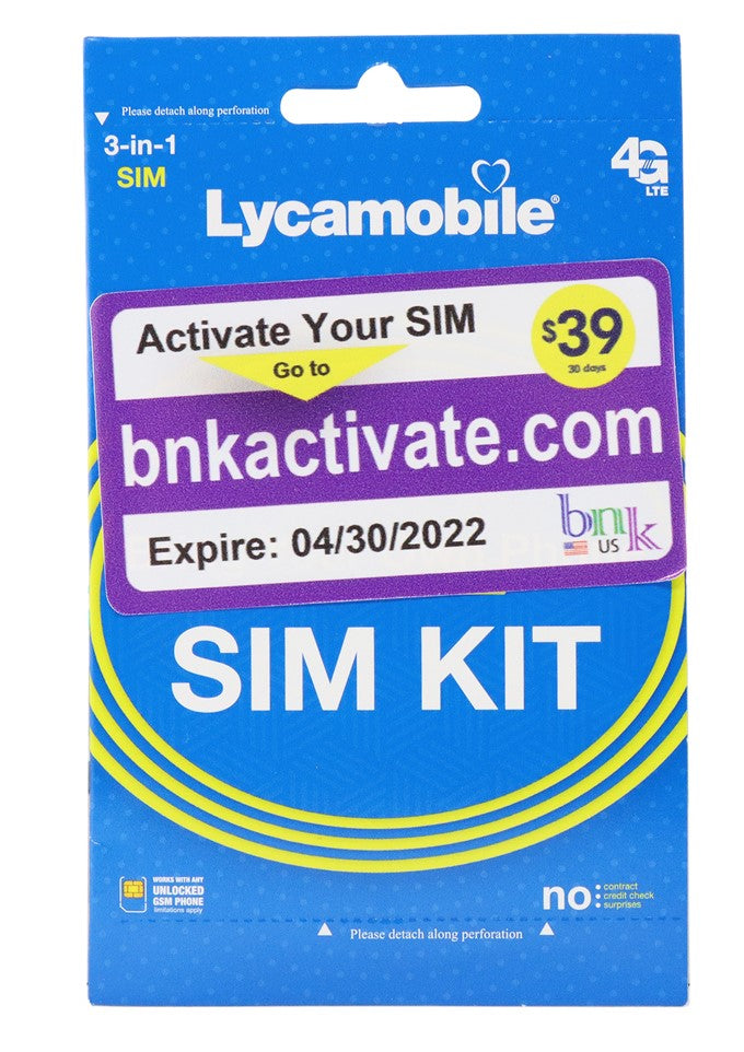 Sim Card- Lyca Mobile $39 plan(Prepaid) (15GB)