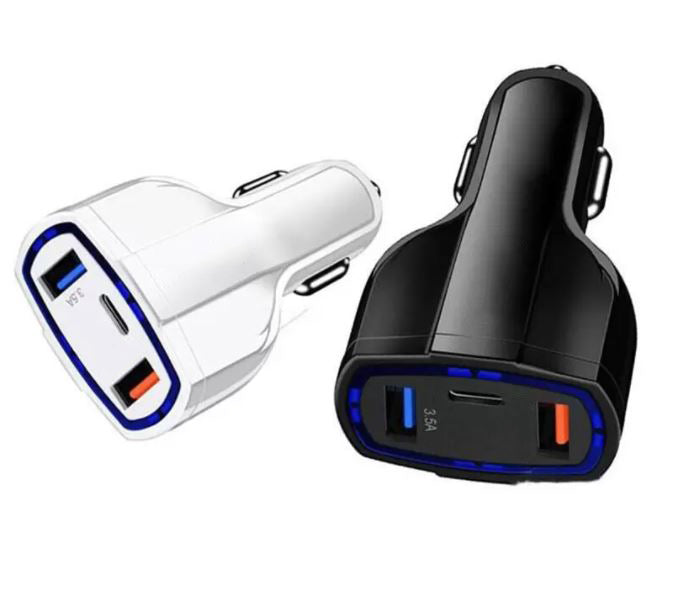 Qualcomm Car Charging Adapter 35W- 2port USB & 1port Type-C (7A QC 3.0)